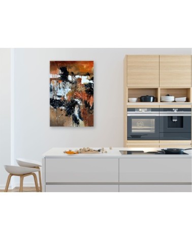 Tableau abstrait terre brune toile imprimée 60x100cm