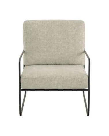 Fauteuil en tissu jacquard de velours et métal - sable
