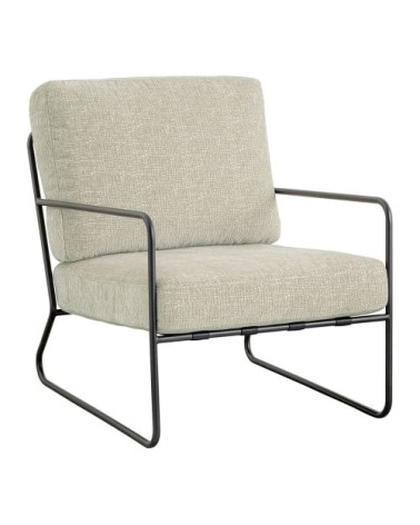 Fauteuil en tissu jacquard de velours et métal - sable