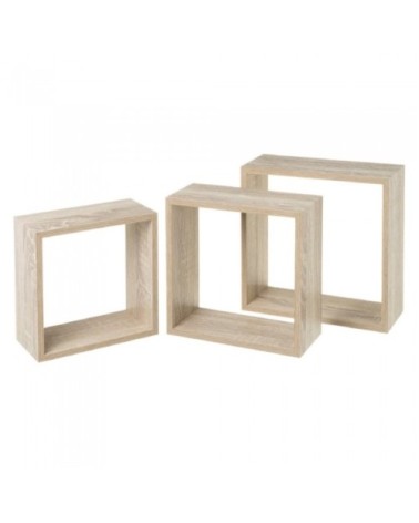 Set de 3 étagères murales carrées en bois 30x30x12cm