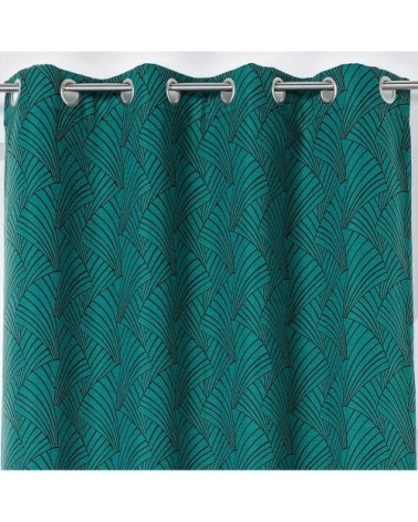 Rideau d'ameublement imprimé art déco polyester vert foncé 250 x 135