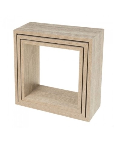 Set de 3 étagères murales carrées en bois 30x30x12cm