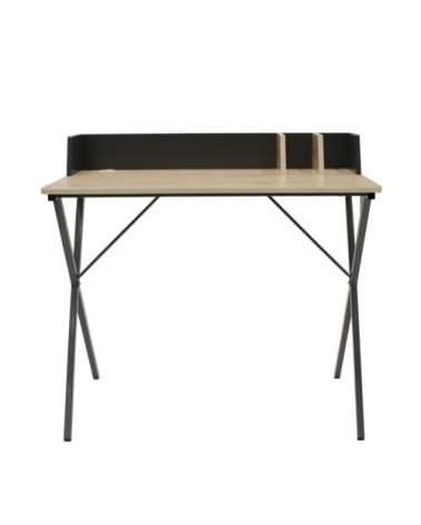 Bureau en métal avec séparateurs - L90cm - noir et beige