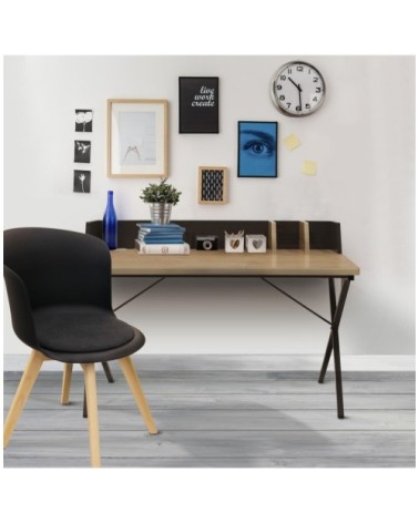 Bureau en métal avec séparateurs - L90cm - noir et beige