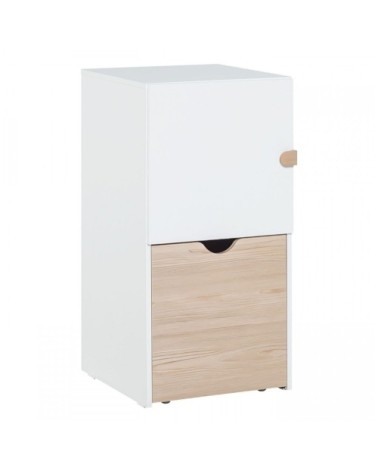 Commode colonne sur roulettes avec cube amovible - Blanc