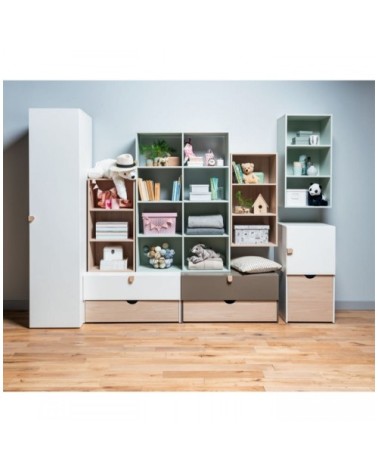 Commode colonne sur roulettes avec cube amovible - Blanc