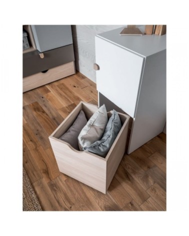 Commode colonne sur roulettes avec cube amovible - Blanc