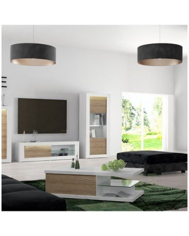 Table basse 1 Tiroir large - Blanc et effet Bois