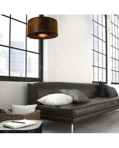 Suspension simili cuir/métal D38cm