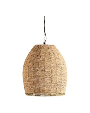 Suspension en perles en bois - naturel et doré - ø 47 cm