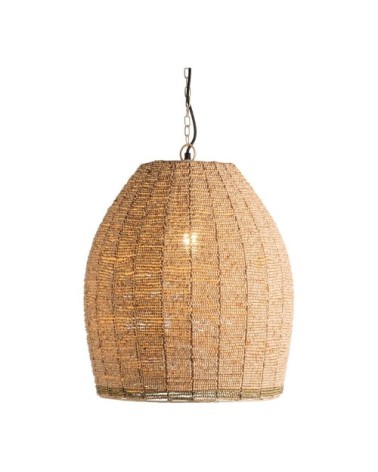 Suspension en perles en bois - naturel et doré - ø 47 cm