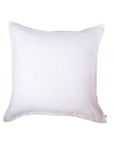 Taie d'oreiller en lin lavé blanc 65x65