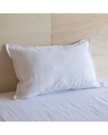 Taie d'oreiller en lin lavé blanc 65x65