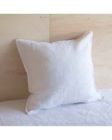 Taie d'oreiller en lin lavé blanc 65x65