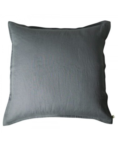 Taie d'oreiller en lin lavé gris foncé 50x75