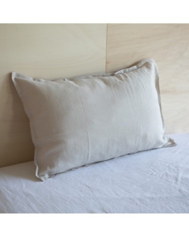 Taie d'oreiller en lin lavé beige foncé 50x75