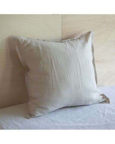 Taie d'oreiller en lin lavé beige foncé 50x75