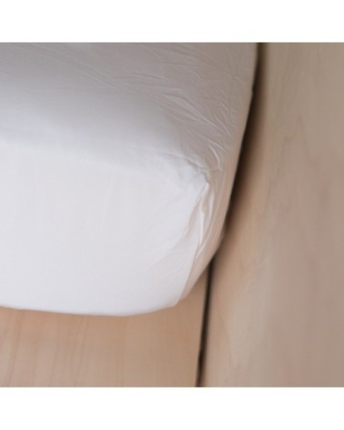 Drap-housse en coton lavé blanc 160x200