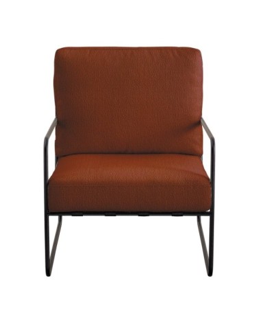 Fauteuil en bouclette et métal - terracotta