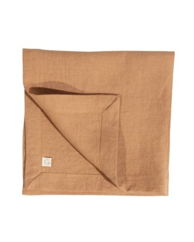 Serviette en lin lavé marron camel 45x45