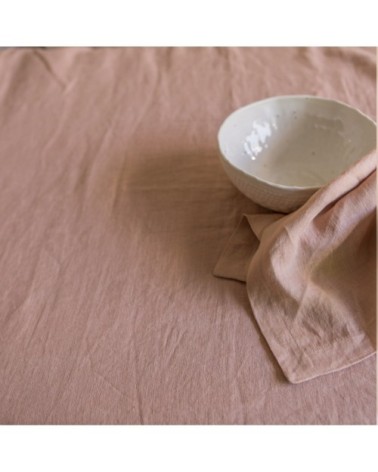 Serviette en lin lavé rose 45x45