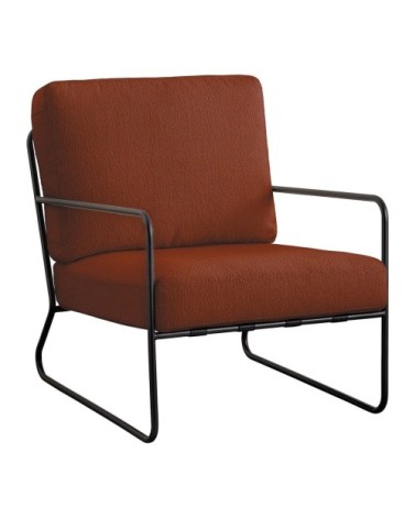 Fauteuil en bouclette et métal - terracotta