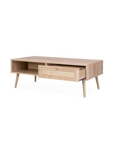 Table basse en cannage 1 tiroir 110x59x39cm