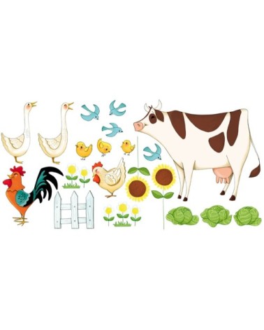 sticker mural les animaux de la ferme pour enfant