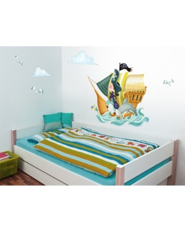 sticker mural bateau de pirates pour enfant