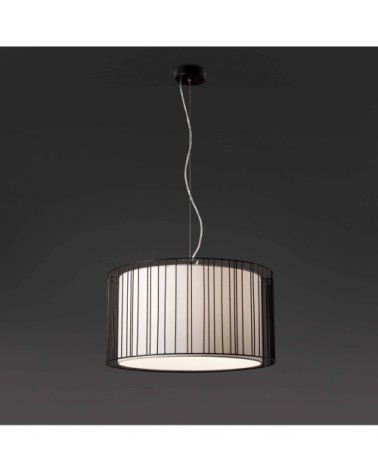 Suspension acier abat-jour blanc