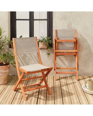 Lot de 2 chaises de jardin en bois gris