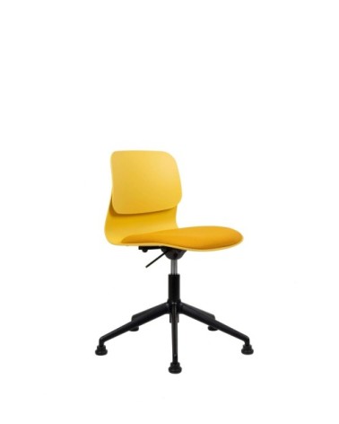 Chaise de bureau design jaune pivotante sur roulettes