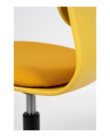 Chaise de bureau design jaune pivotante sur roulettes