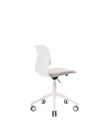 Chaise de bureau blanche pivotante sur roulettes