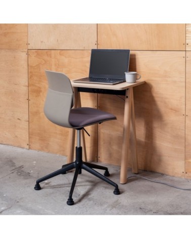 Chaise de bureau design taupe pivotante sur roulettes