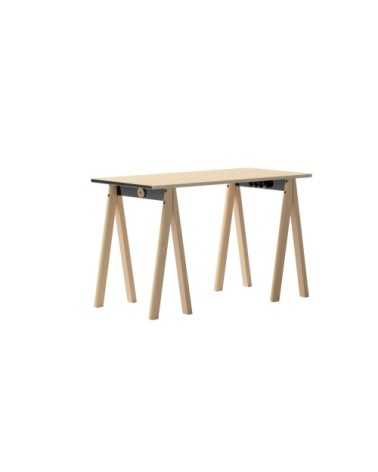 Bureau démontable pieds en bois et plateau aspect chêne 130x70cm