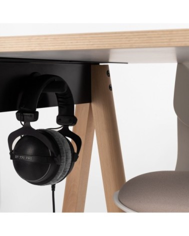 Bureau démontable pieds en bois et plateau aspect chêne 130x70cm