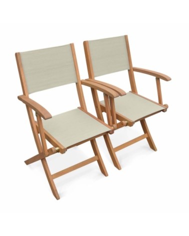 Lot de 2 fauteuils de jardin en bois gris