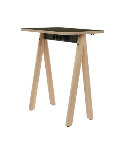 Micro-bureau 60cm - Pieds hêtre clair et plateau noir