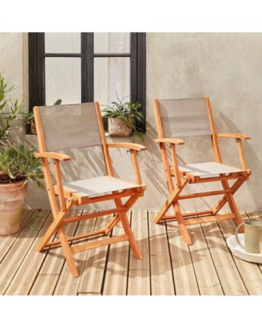 Lot de 2 fauteuils de jardin en bois gris