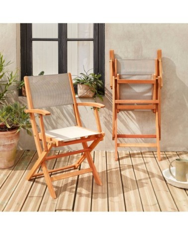 Lot de 2 fauteuils de jardin en bois gris