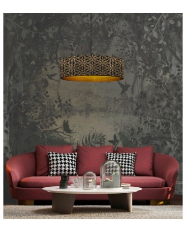 Suspension doré imprimé noir et or Kiara Ø 65 x H 28