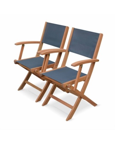 Lot de 2 fauteuils de jardin en bois anthracite