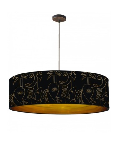 Suspension doré imprimé noir et or Boho Ø 65 x H 28