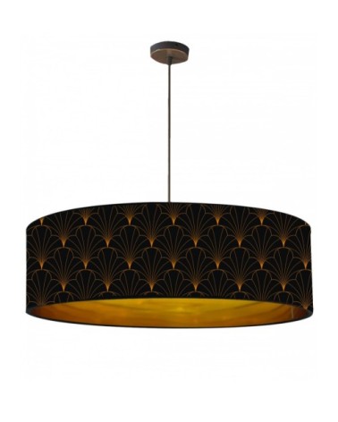 Suspension doré imprimé noir et or Flora Ø 65 x H 28