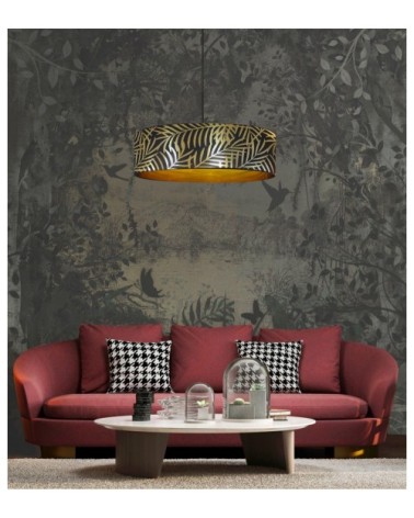 Suspension doré imprimé noir et or palmera Ø 65 x H 28