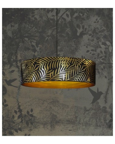 Suspension doré imprimé noir et or palmera Ø 65 x H 28