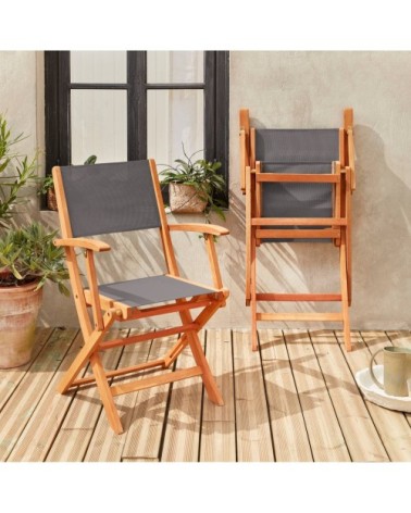 Lot de 2 fauteuils de jardin en bois anthracite