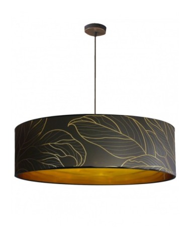 Suspension doré imprimé noir et or Feuille Ø 65 x H 28