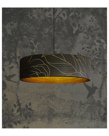 Suspension doré imprimé noir et or Feuille Ø 65 x H 28
